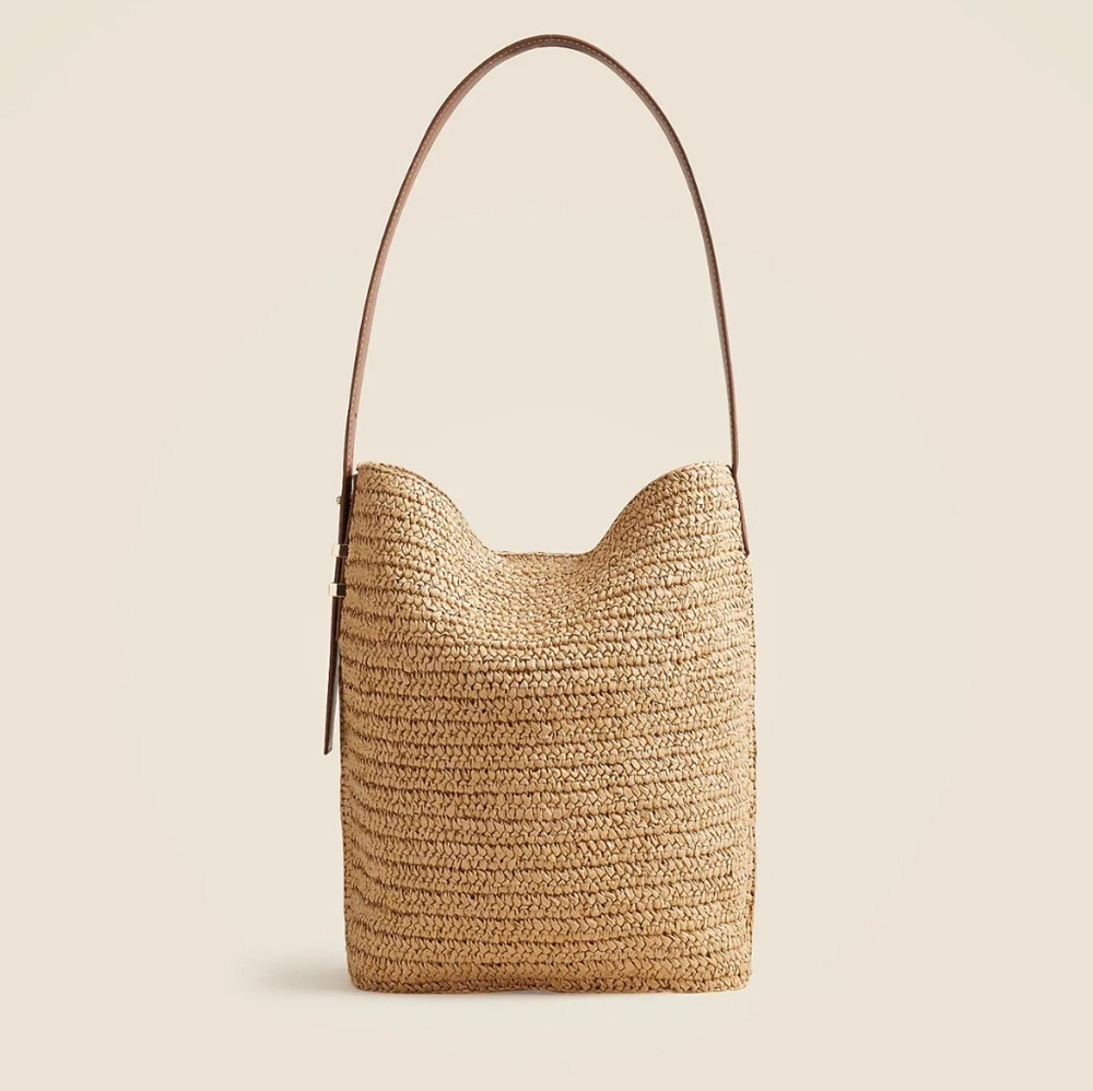 J Crew  Palma Tan Woven Leather Shoulder Bag NWT